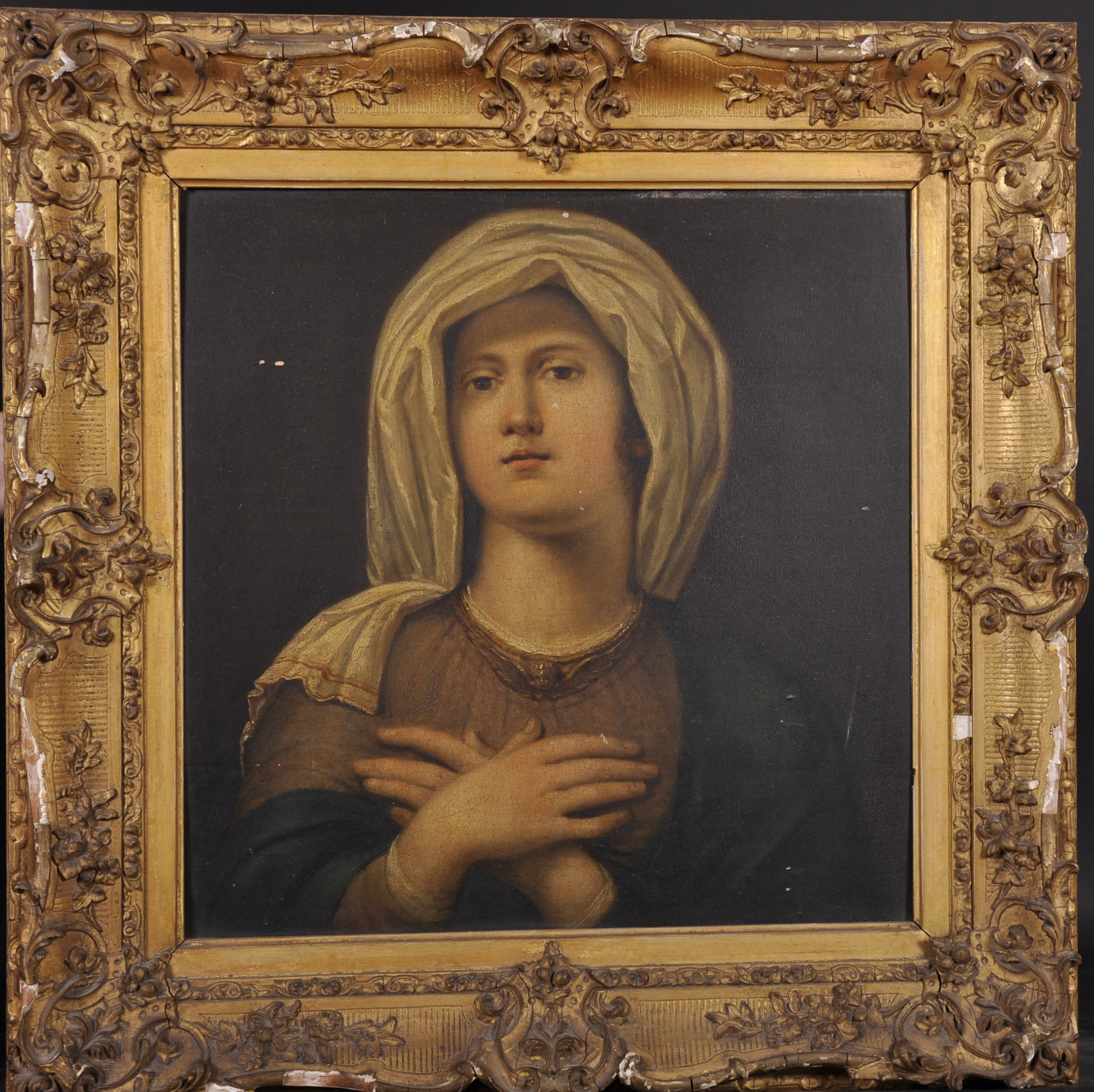 Attributed to Wilhelm Friedrich Von Schadow (1788-1862) German. “Madonna”, Oil on Panel, Inscribed - Image 2 of 4