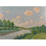 Pierre-Edmond Peradon (1893-1981) French. A Tranquil River Landscape, Oil on Panel, Signed, 23” x