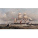 James Harris of Swansea (1810-1887) British. A Barque, with a Pilot Cutter off The Mumbles, Oil on