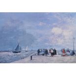 After Eugene Boudin (1824-1898) French. “The Jetty at Trouville”, Photograph Print, 19.75” x 30” (50