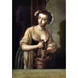 After Henry Robert Morland (1716-1797) British. ‘The Housemaid’s Employment’, Mezzotint on Glass, in