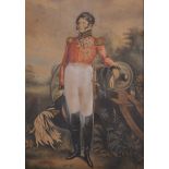18th Century European School. Portrait of HRH Prince Leopold, standing by a Cannon, Watercolour,