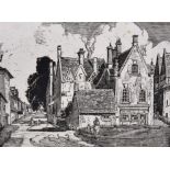 Gladys Mary Owen (1889-1960) Australian. “Chipping Camden”, Woodcut, Signed, Inscribed and