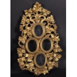 19th Century Italian School. A Carved Giltwood Florentine Frame, for Four Oval Miniatures, each