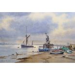 Denis Pannett (1939- ) British. “Boats at Bugsby’s Reach”, Watercolour, Signed, 9.75” x 14” (24.7