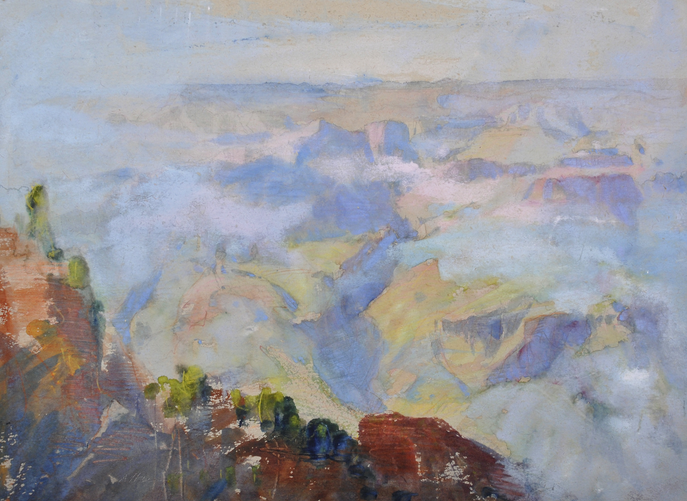 Cecil Arthur Hunt (1873-1965) British. “Grand Canyon from Powell’s Point”, Watercolour, Bodycolour