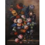 20th Century Dutch Style. Still Life of Flowers in an Urn, Oil on Canvas, 36” x 28” (91.5 x 71cm)