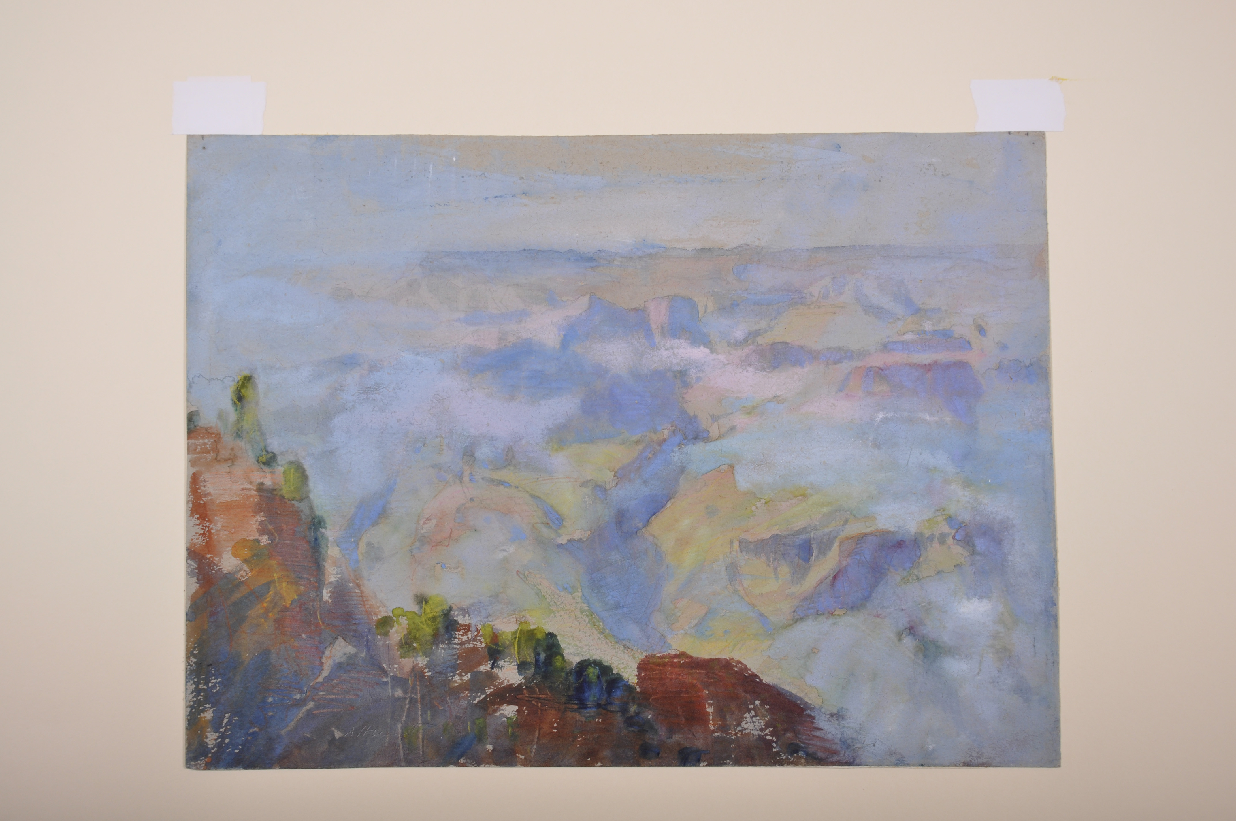 Cecil Arthur Hunt (1873-1965) British. “Grand Canyon from Powell’s Point”, Watercolour, Bodycolour - Image 2 of 4