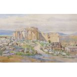 Hilda Mary Sides (1871-?) British. “Athens”, a View of the Acropolis, Watercolour, Signed, Inscribed