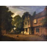 Andrew Wilson (1780-1848) British. “A View of The Bell Inn Hurley, Herts”, with Figures and Dogs