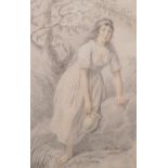 Gijsbertus Johannes Van Den Berg (1769-1817) Dutch. A Young Girl Holding a Water Pitcher, Black