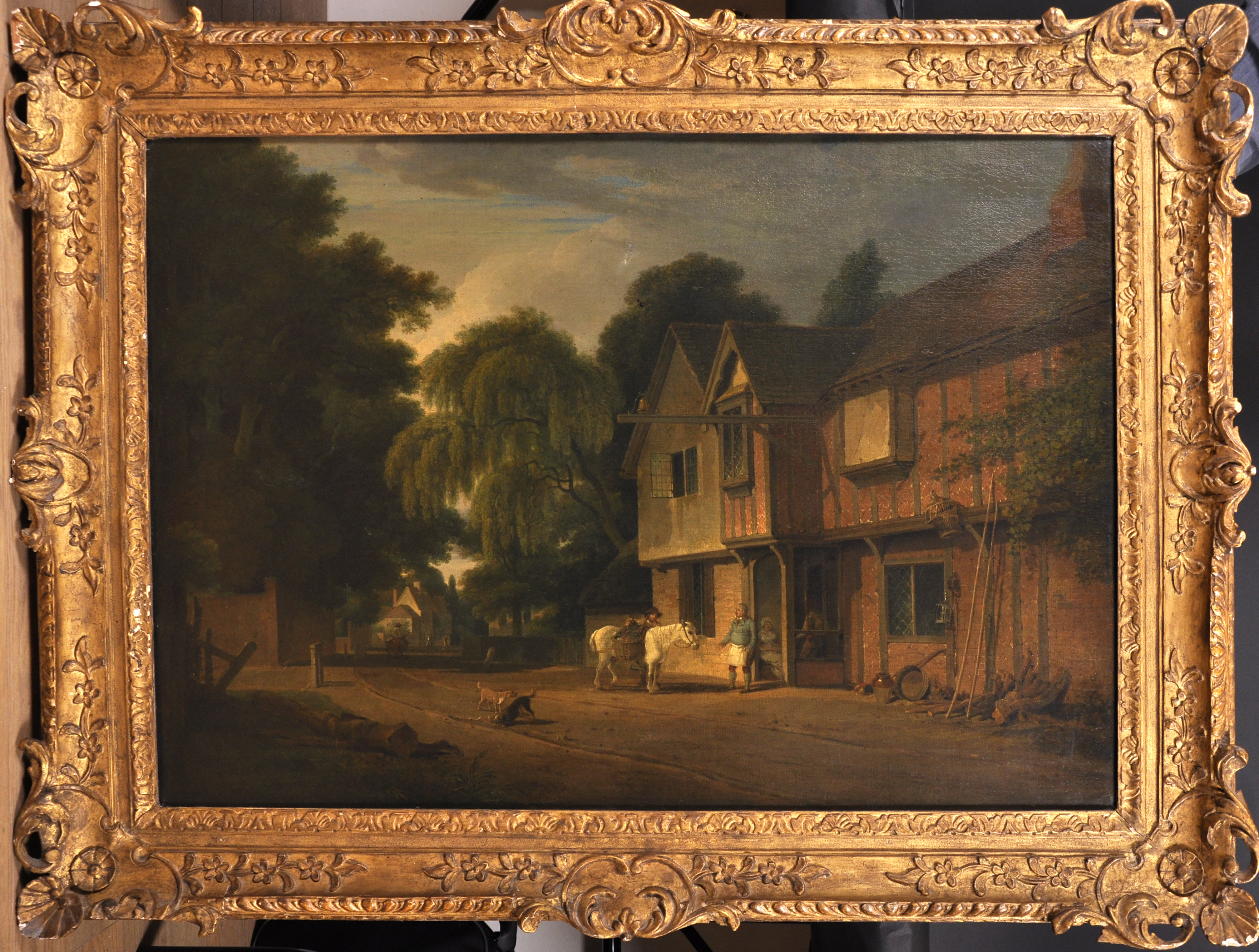 Andrew Wilson (1780-1848) British. “A View of The Bell Inn Hurley, Herts”, with Figures and Dogs - Image 2 of 9