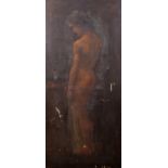 Henry Scott Tuke (1858-1929) British. A Full Length Portrait of the Back of a Naked Boy, Oil on