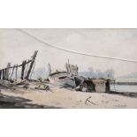 Martin Hardie (1875-1952) British. ‘For Sale, Orford’, Beached Vessels for Sale, Watercolour, Signed