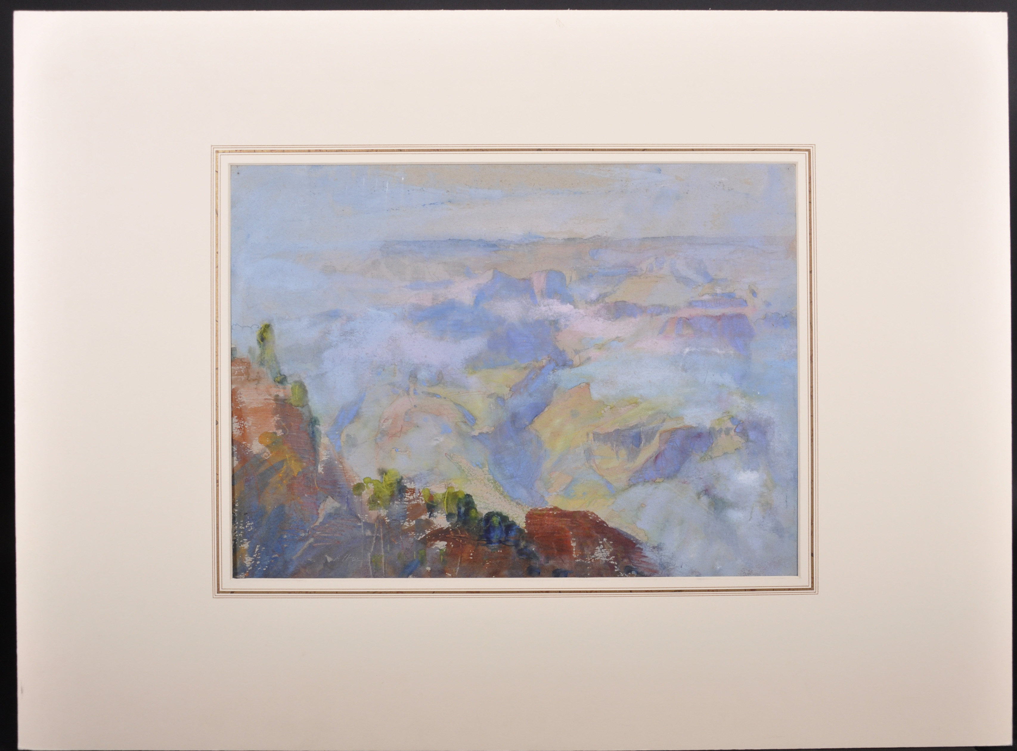 Cecil Arthur Hunt (1873-1965) British. “Grand Canyon from Powell’s Point”, Watercolour, Bodycolour - Image 4 of 4