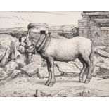 Stanley Anderson (1884-1966) British. “The Old Quarry Pony”, Engraving, Signed, Inscribed, Edition