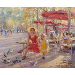 Konstantin Razumov (1974- ) Russian. “In the Garden of Tuilerie in Paris”, Oil on Canvas, Signed