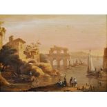 Manner of Franz de Paula Ferg (1689-1740) Austrian. A Capriccio Coastal Scene with Figures unloading