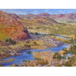 Ken Rasmussen (c.1960- ) Australian. “The Coongan River and the Marble Bar Gap – Looking South to