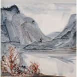 Early 20th Century English School. A Mountainous River Landscape, Watercolour, 5.5” x 5.25” (14 x