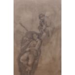 20th Century English School. A Study of Two Figures in the Trenches, during the First World War,