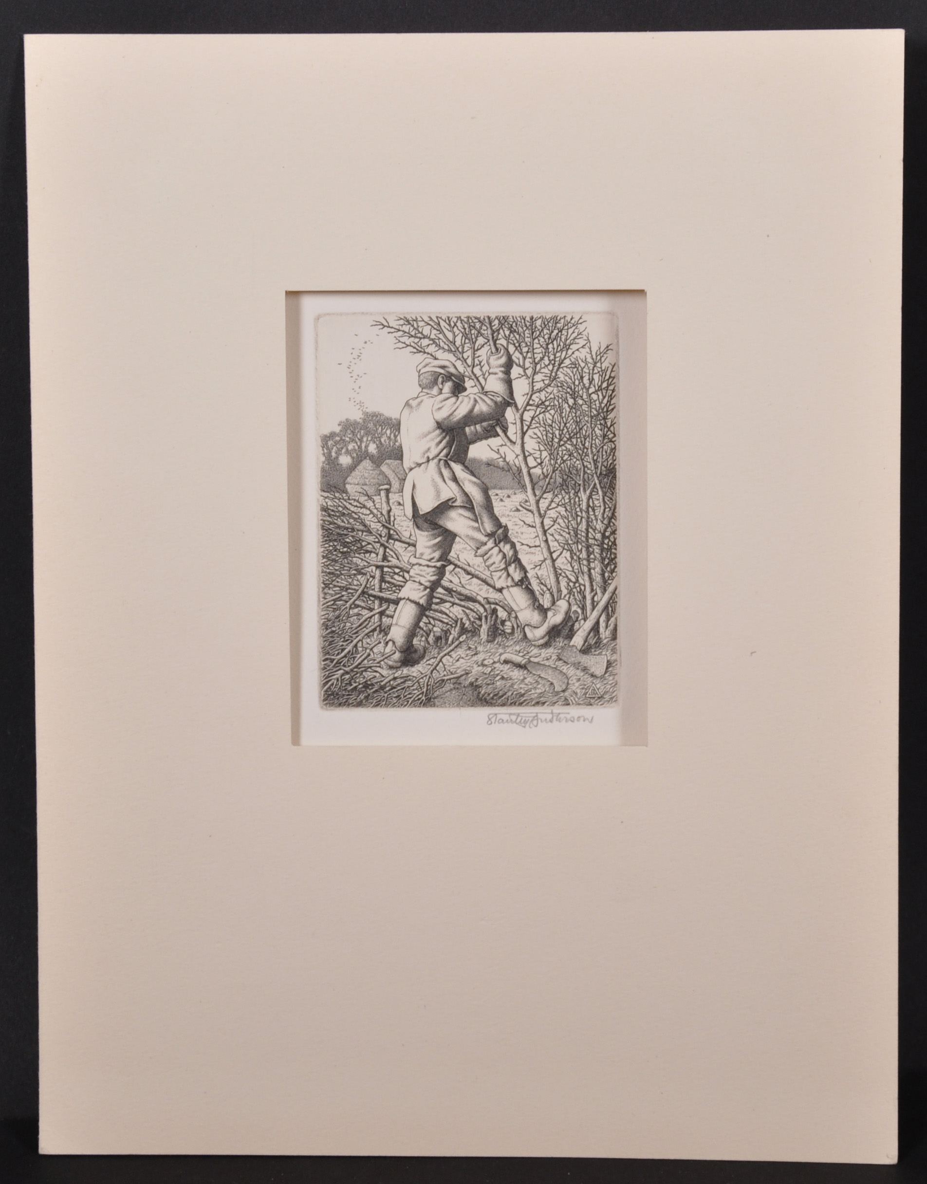 Stanley Anderson (1884-1966) British. “Hedge-laying”, Etching, Signed in Pencil, Mounted, - Image 4 of 4