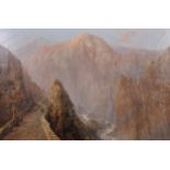 Joseph Kitchingman (1814-1915) British. A Mountain Pass with Figures, Oil on Canvas, Signed, and