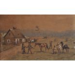 Late 19th Century Canadian School. A Frontier Scene, with Figures on Horseback, Watercolour,