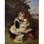 William Bromley (act.1835-1888) British. ‘The Best of Friends’, a Young Girl with her Dog, sitting