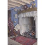 Alexander James Mavrogordato (1869-1947) British. “A Cottage Hearth”, Watercolour, Signed and