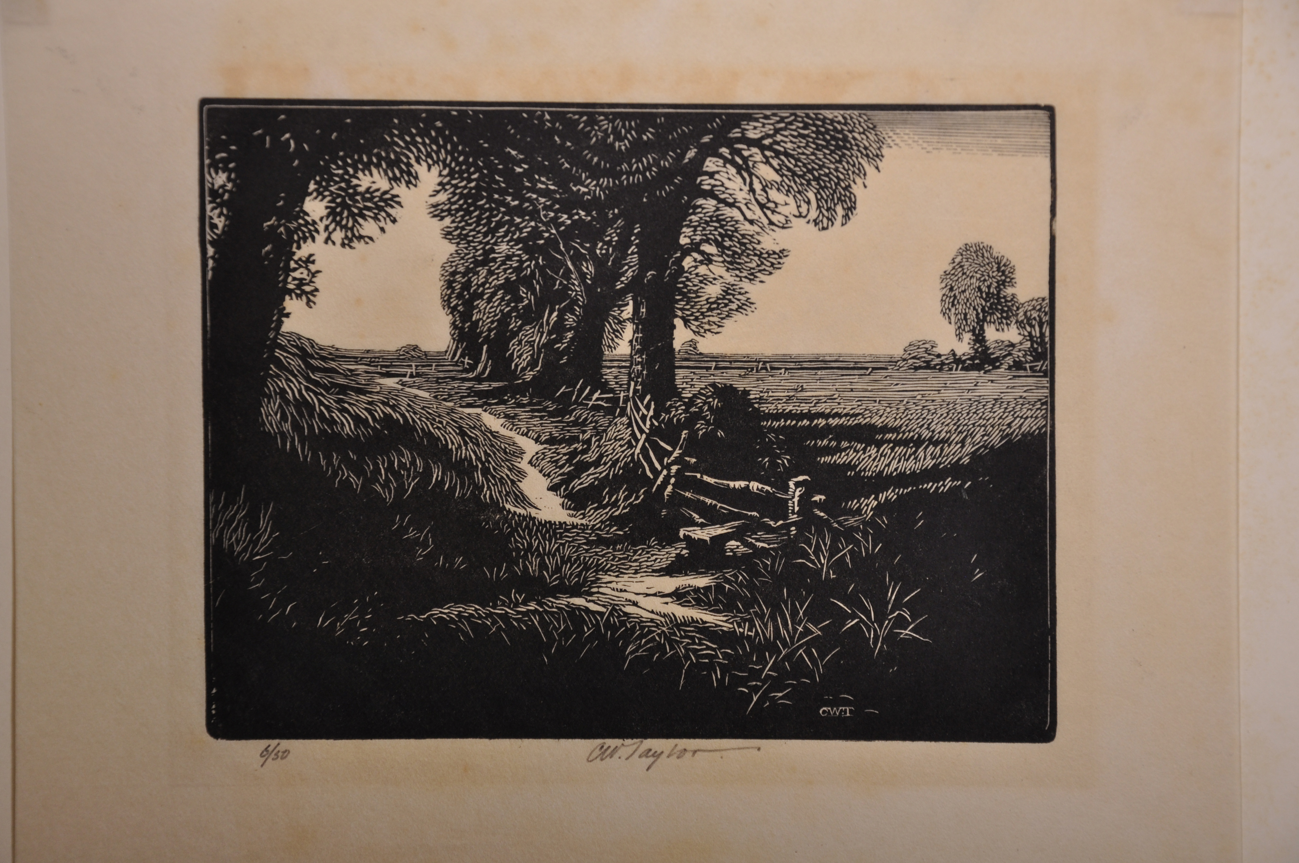 Charles William Taylor (1878-1960) British. “Essex”, Woodcut, Signed and Inscribed in Pencil, - Image 4 of 6