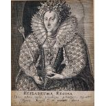 Circle of Crispin de Passe (1564-1637) Dutch. “Elizabetha Regina”, Circa 1620, Engraving, overall