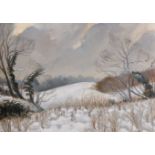 Charles Thomas Wheeler (1892-1974) British. A Snowy Landscape, Oil on Board, Signed with Initials,
