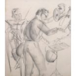 Sonya Miller (20th Century) British. Study of Yehudi Menuhin, drawn from life at a concert conducted