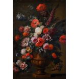 Early 18th Century Italian School. Still Life of Flowers in an Urn, Oil on Canvas, 41.5” x 29” (