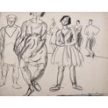 Laura Knight (1877-1970) British. Ballet Dancers, Charcoal, Signed, Unframed, 9.75” x 12.25”, (24.
