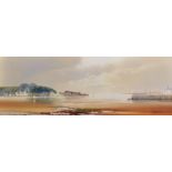 John Shapland (1865-1929) British. A Beach Scene at Low Tide, Watercolour, Signed, 7.5” x 21.5” (