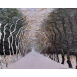 After Andre Marie Pierre Brasilier (1924-2004) French. A Snow Covered Tree Lined Avenue, Oil on