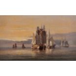 Thomas Lucop (1834-1911) British. A Shipping Scene in Calm Waters, Oil on Canvas, Signed and