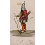 19th Century Turkish School. Study of an Circassian Chief, Watercolour, Unframed, 7.25” x 4.5” (18.5