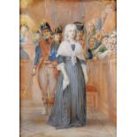Early 19th Century English School. A Court Room Scene, Watercolour, inscribed with a Monogram on the