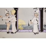 Lena (20th Century) French. Pierrot and Pierrette, Print, Unframed, 6.25” x 9.5” (16 x 24cm) and