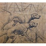 Circle of Thomas Blinks (1860-1912) British. Study of Two Pointers, Pencil, 6” x 6.75” (15.2 x 17.