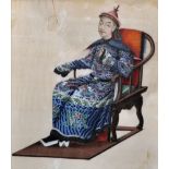 19th Century Chinese School. Study of an Emperor, Watercolour on Rice Paper, 7” x 6.25” (17.7 x