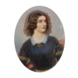 Dupre (19th – 20th Century) French. Portrait of Lola Montez, Miniature, Signed, Oval, 3.25” x 2.