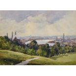 Cyril V Parker (1907-1983) British. “View from Greenwich Park”, with the Thames beyond, Watercolour,