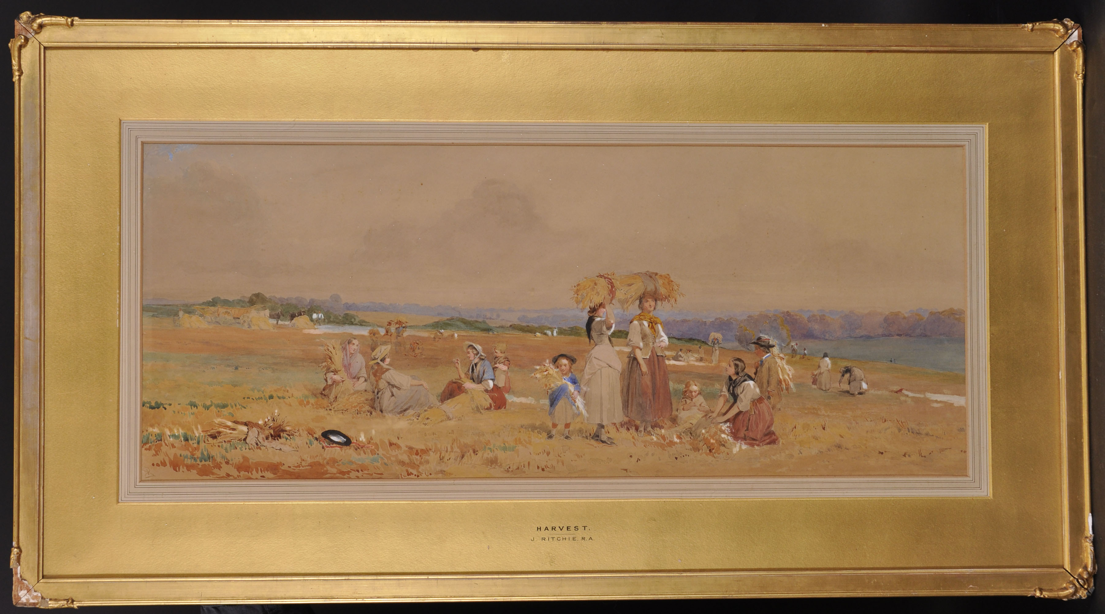 John Ritchie (1846-1875) British. “Harvest”, with Figures Resting during the Harvest, Watercolour, - Image 2 of 5