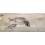 20th Century Chinese School. A Study of Two Carp, Mixed Media, Signed with Motif, 3” x 7.25” (7.6