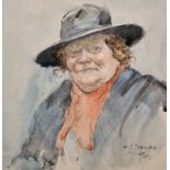 George Loraine Stampa (1875-1951) British. ‘A Distinctive Hat’, Watercolour and Pencil, Signed and