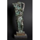 20th Century Russian School. A Standing Mother with a Child on Her Shoulder, Bronze, Signed in